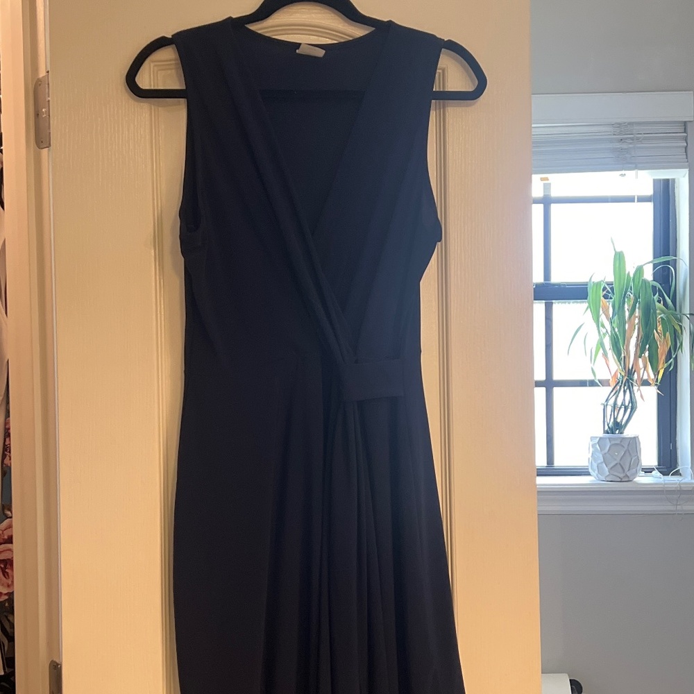 Navy wrap style dress